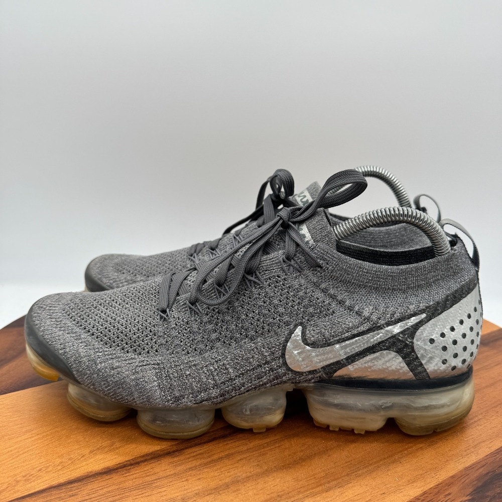 Nike Air Vapormax Flyknit 2 Shoes Mens 10 Chrome Silver Running Athletic Sneaker - Picture 4 of 9